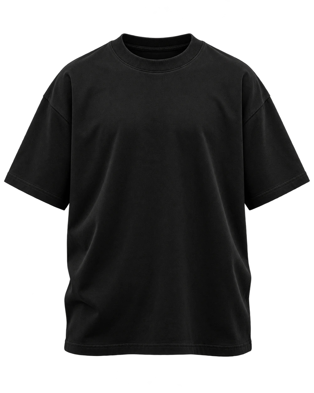 Zwart T-shirt met korte mouwen en een ronde hals.